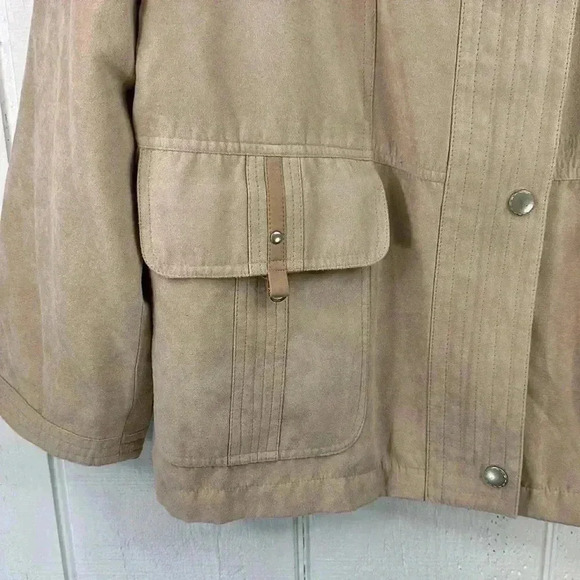 Ensign Collection Men’s Faux Suede Stripe Lined Zip up Snap up jacket Size 42/L - Picture 3 of 13